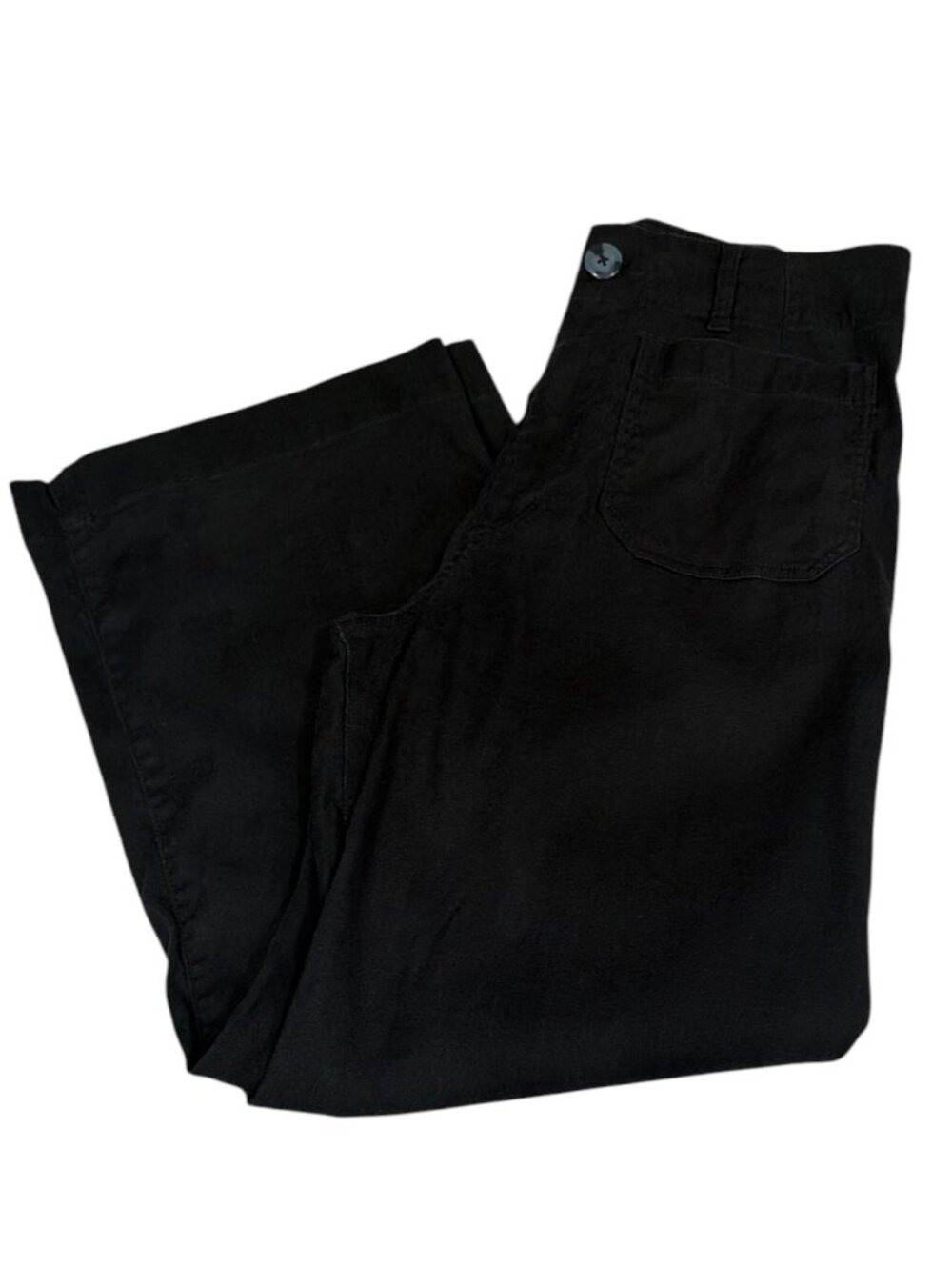 Anthropologie Maeve The Colette Crop Wide Leg Linen Blend Pants Black Size 30 - Picture 2 of 8